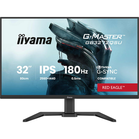 Iiyama g-master red eagle gb3272qsu-b1 31.5 gaming monitor (zwart (mat), 1x displayport, 2x hdmi, 2x usb-c, 2x usb-a, 180 hz)