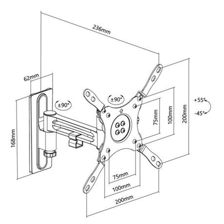 Goobay tv wall mount caravan fullmotion (m), 13 to 43 inch wandmontage (zilver)