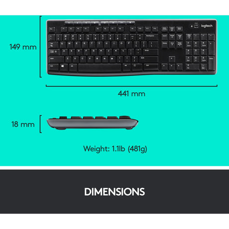 Logitech mk270 draadloze desktopset (zwart, eu lay-out (qwerty), rubberdome)