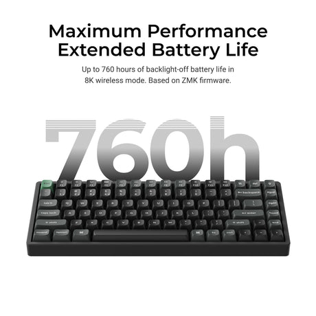 Keychron k2 ultra 8k wireless custom mechanical keyboard (zwart, us lay-out (qwerty), apex brown, 75%, rgb leds, osa double-shot pbt, usb-c | 2.4 ghz | bluetooth 5.2)