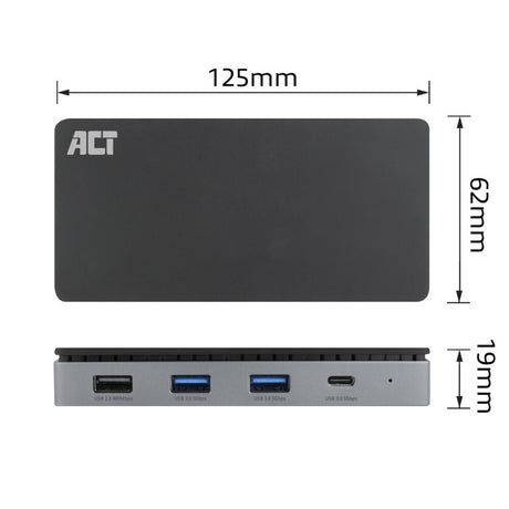 Act connectivity usb-c 4k mst dockingstation (zwart grijs)