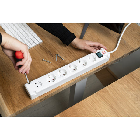 Brennenstuhl bremounta stekkerdoos 5-voudig met 2 usb c-laadcontactdozen (wit, 5x stekker, 2x usb-c, 2x usb c)