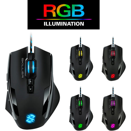 Sharkoon skiller sgm1 rgb gaming muis (zwart, 10.800 dpi, rgb leds)