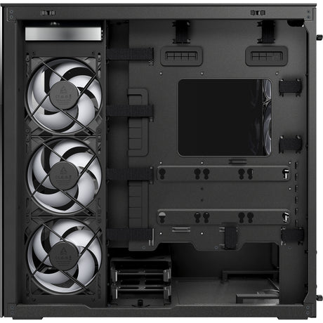 Arctic xtender midi tower behuizing (zwart (mat) | 2x usb-a | 1x usb-c | rgb | tempered glass)