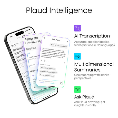 Plaud note pro dicteerapparaat (zilver, 64 gb, bluetooth (ble 5.4), dual-band wi-fi (2.4ghz 5ghz))