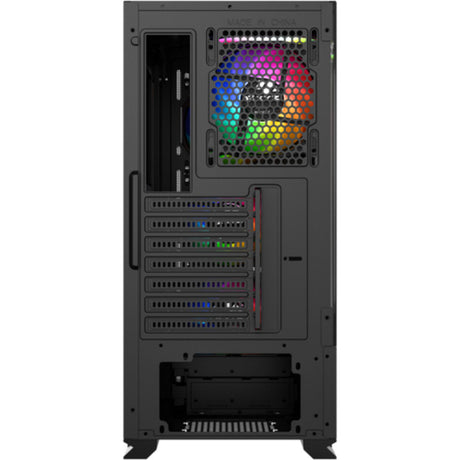 Xyz pc gear airone 300-x mesh midi tower behuizing (zwart | 1x usb-a | 1x usb-c | tempered glass)
