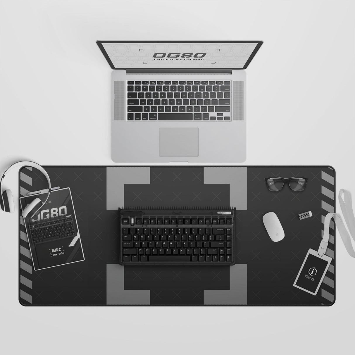 Iqunix og80 dark side wireless mechanical keyboard (zwart, us lay-out (qwerty), gateron red, 80% (tkl), rgb leds, hot-swappable, pbt, 2.4ghz | bluetooth 5.1 | usb-c)