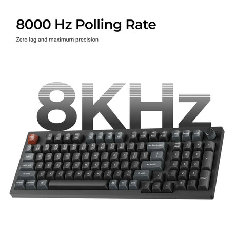 Keychron v5 ultra 8k wireless custom mechanical keyboard (zwart, us lay-out (qwerty), silk pom banana, 96%, rgb, hot swap, 2.4 ghz | bluetooth 5.3 | usb-c)