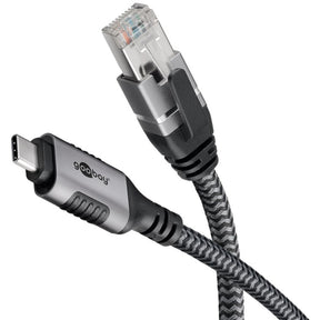 Goobay netwerkadapter usb-c 3.2 gen1 naar rj-45 (zwart zilver, 2 meter)