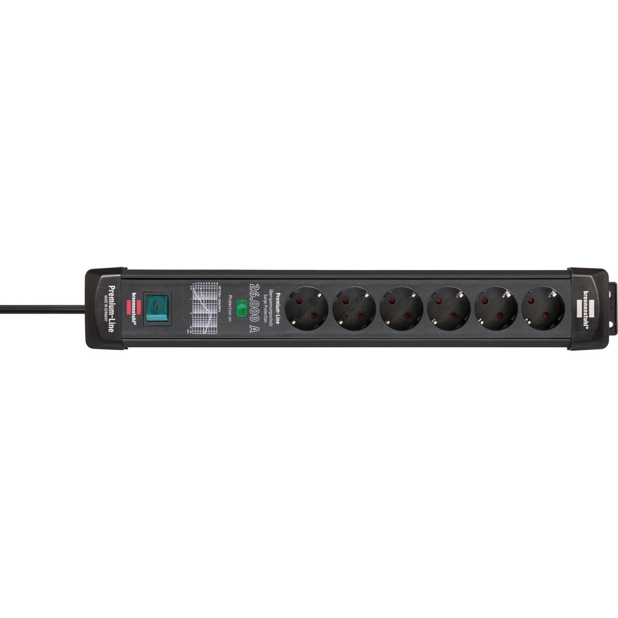 Brennenstuhl premium-line overspannings- beveiliging 26000a 6-voudig zwart 1,8m h05vv-f 3g1,5