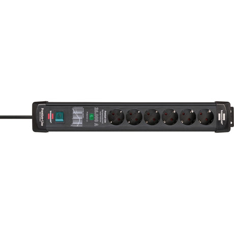 Brennenstuhl premium-line overspannings- beveiliging 26000a 6-voudig zwart 1,8m h05vv-f 3g1,5