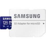 Samsung pro plus 128 gb microsdxc (2023) geheugenkaart (blauw, uhs-i u3, class 10, v30, a2)
