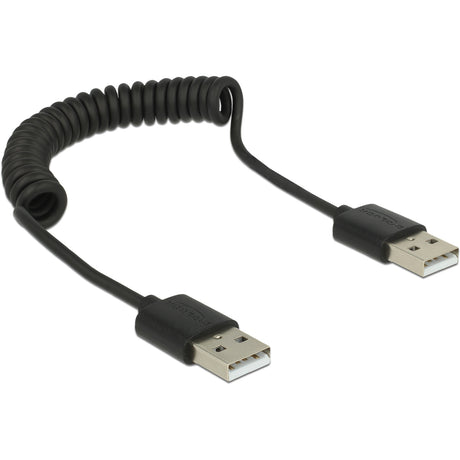 Delock usb-a 2.0 kabel (male male), spiraalkabel (zwart, 20-60 cm)