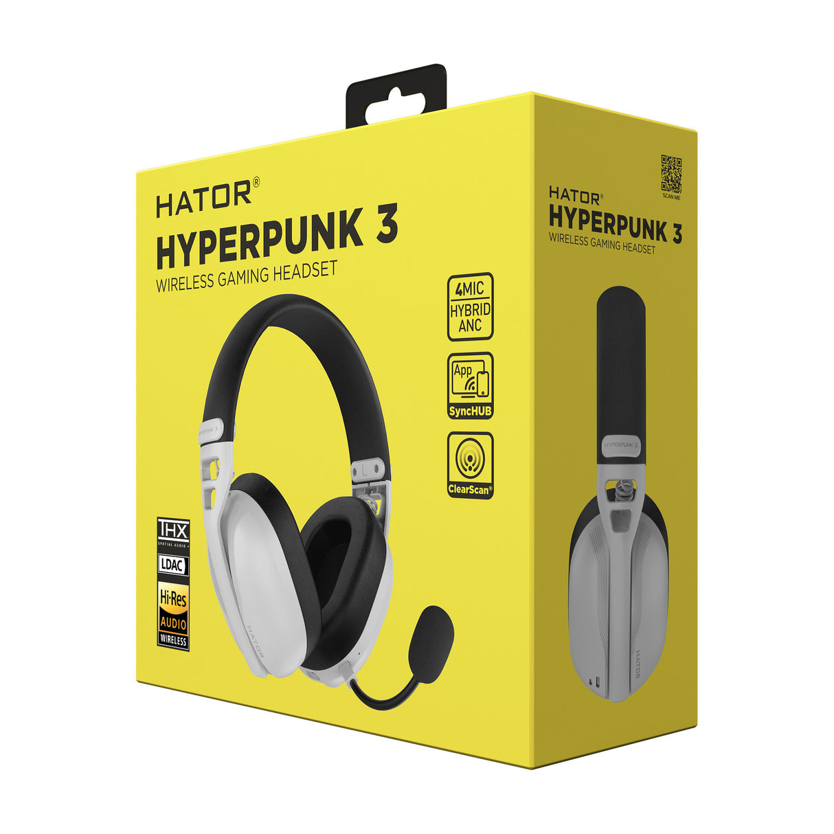 Hator hyperpunk 3 wireless over-ear gaming headset (wit, 2.4ghz bluetooth 5.4 usb-c)