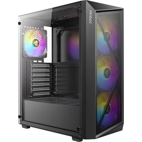 Antec ax67 argb midi tower behuizing (zwart | 3x usb-a | tempered glass)