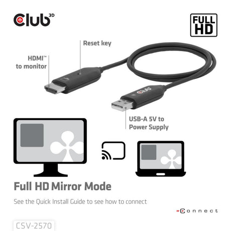 Club 3d wireless usb-c to hdmi transmitter and receiver adapter (zwart)