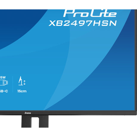 Iiyama prolite xb2497hsn-b1 23.8 monitor (zwart (mat), 1x displayport, 1x hdmi, 3x usb-c, 2x usb-a, 1x rj-45)