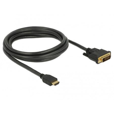 Delock hdmi > dvi (24+1) tweerichtingskabel adapter (zwart, 2 meter)