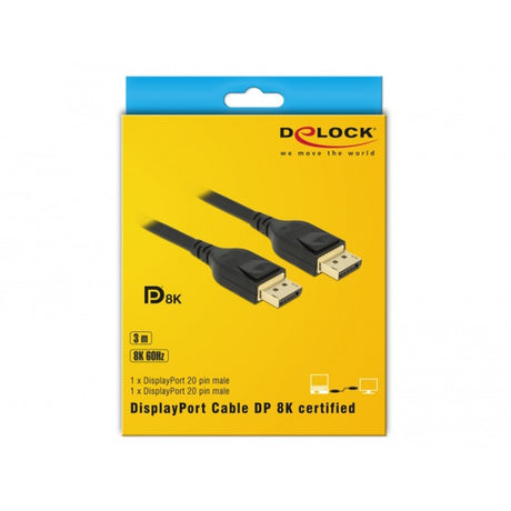 Delock displayport kabel (zwart, 3 meter, 8k)