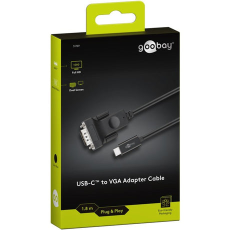 Goobay usb-c naar vga adapterkabel (zwart, 1,8 meter)