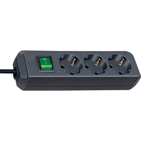 Brennenstuhl eco-line met schakelaar 3-voudig, 5 m 3-voudige stekkerdoos (zwart, 3x stekker)