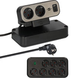 Brennenstuhl ®estilo duplex stekkerdoos met schakelaar en overspanningsbeveiliging (stekkerblok met usb c power delivery voor snel opladen, 1x usb c en 1x usb a, 9x contactdozen, 2m kabel)