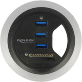 Delock in-desk hub 3 port usb 3.0 + 2 slot sd card reader kaartlezer