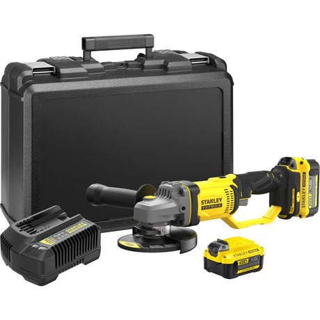 Stanley fatmax v20 18v haakse slijper (geel zwart, koffer, 2 accu's (4.0ah) en oplader (4a) inbegrepen)