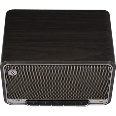 Edifier d32 draadloze tafelluidspreker (donkerbruin zilver, bluetooth, wi-fi (apple airplay), usb-c, aux)