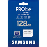 Samsung pro plus 128 gb microsdxc (2023) geheugenkaart (blauw, uhs-i u3, class 10, v30, a2)