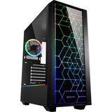 Sharkoon rgb lit 100 midi tower behuizing (zwart | 3x usb-a | rgb | window)