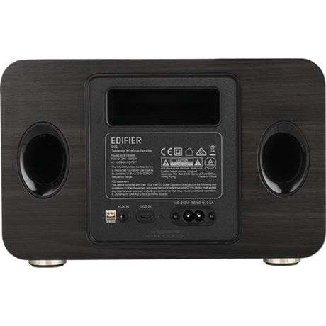 Edifier d32 draadloze tafelluidspreker (donkerbruin zilver, bluetooth, wi-fi (apple airplay), usb-c, aux)
