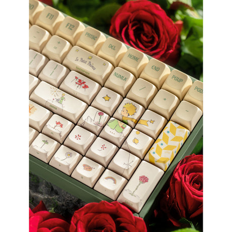 Iqunix f97 floral date rgb mechanisch gaming toetsenbord (groen, us lay-out (qwerty), iqunix little prince, 96%, rgb leds, hot-swappable, pbt, 2.4ghz | bluetooth 5.1 | usb-c)