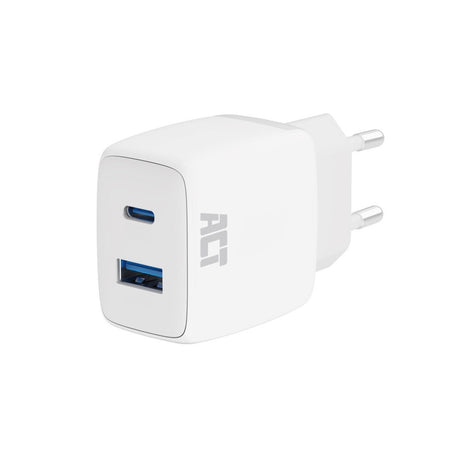 Act connectivity usb-c usb-a lader 20w met power delivery pps, quick charge, ganfast oplader (wit)