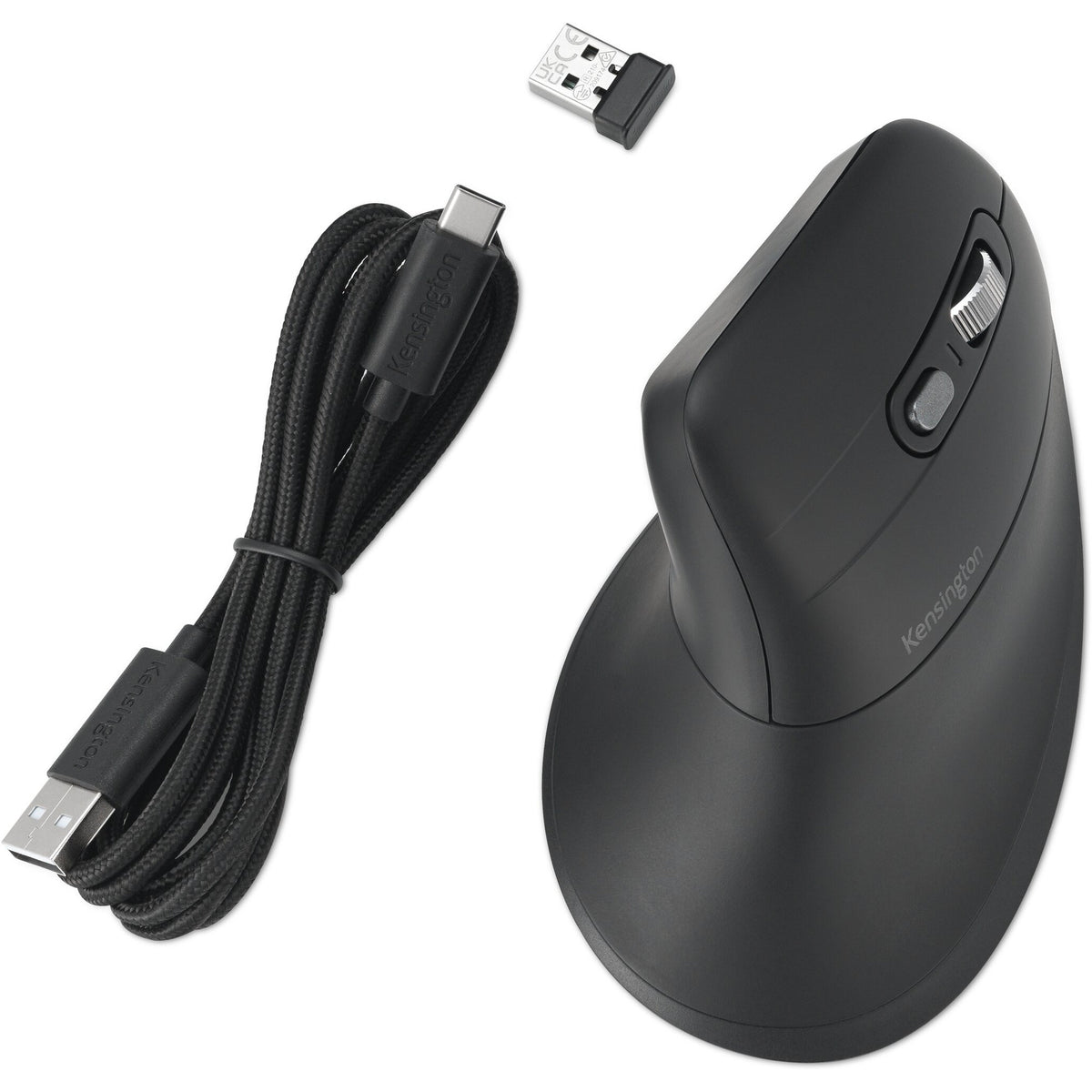 Kensington pro fit ergo my630 eq rechargeable mouse (zwart, 1000 - 2400 dpi, bluetooth, 2.4 ghz)