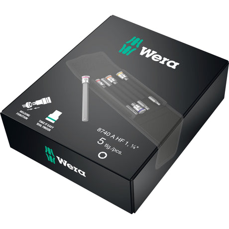 Wera 8740 a hf 1 zyklop bitdoppen set binnenzeskant dopsleutel (zwart zilver, 5-delig, met vasthoudfunctie, 1 4 -aandrijving)