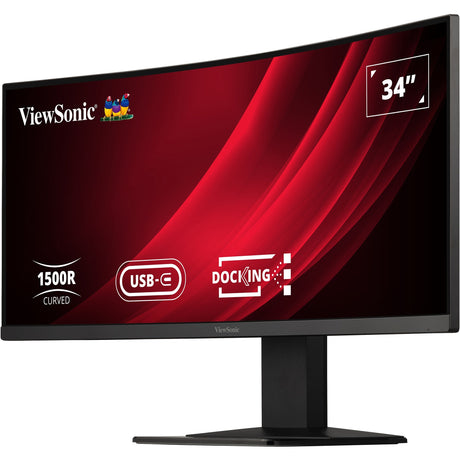 Viewsonic uwqhd curved docking monitor met kvm-switch vg3419c 34 ultrawide (zwart (mat), 1x hdmi, 1x displayport, usb-a, usb-b, usb-c, lan, audio)