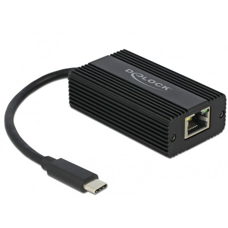 Delock usb-c male > 2.5 gigabit lan adapter (zwart, 0,135 meter)