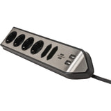 Brennenstuhl ®estilo hoekaansluitdoosstrook met usb laadfunctie 6-weg 4x b eschermend contactdoos 2x euro zilver zwart