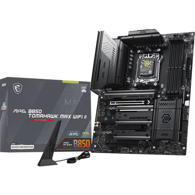 Msi mag b850 tomahawk max wifi ii socket am5 moederbord (zwart, 5gb-lan, wi-fi 7, bt, sound, atx)