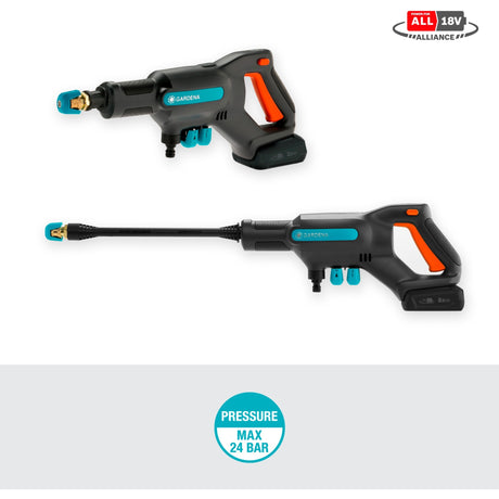 Gardena aquaclean 24 18v p4a - accu hogedrukreiniger - 24 bar - premium set