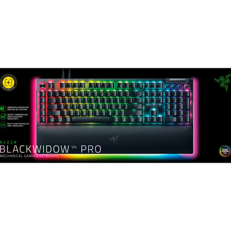 Razer blackwidow v4 pro rgb mechanisch gaming toetsenbord (zwart, us lay-out (qwerty), yellow, 100%)