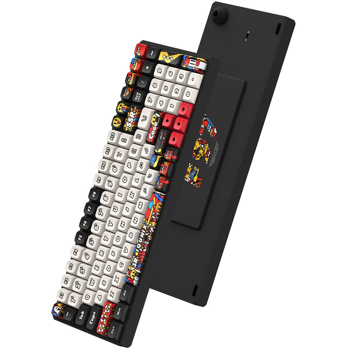 Iqunix f97 graffiti diary wireless mechanical keyboard (zwart, us lay-out (qwerty), cherry mx silent red, 96%, rgb leds, hot-swappable, pbt, 2.4ghz | bluetooth 5.1 | usb-c)