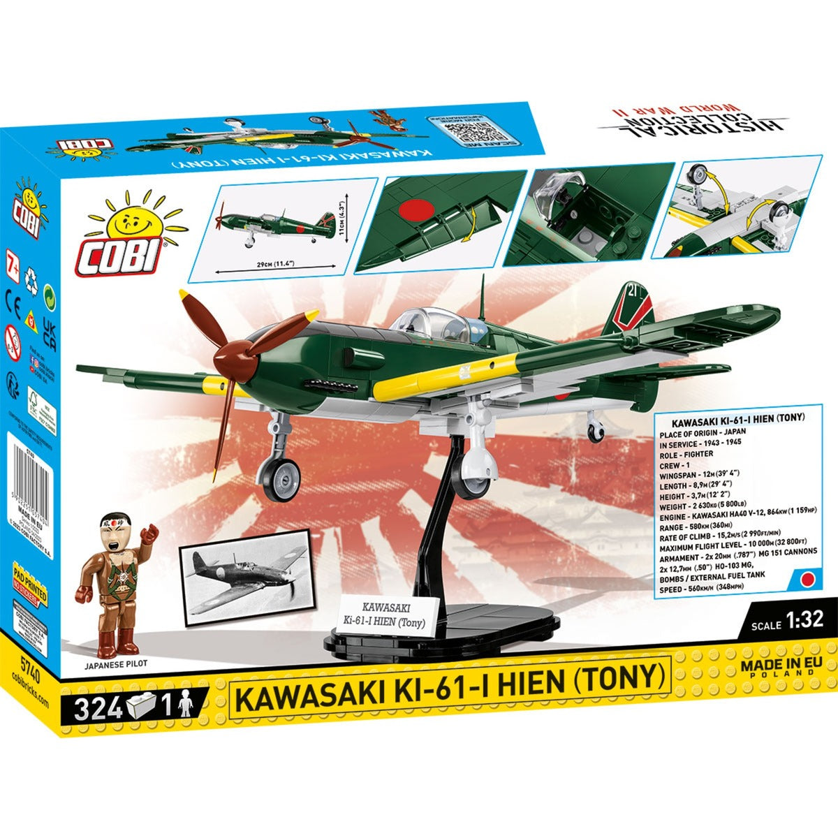 Cobi historical collection - kawasaki ki-61-i hien 'tony' constructiespeelgoed (schaal 1:32)