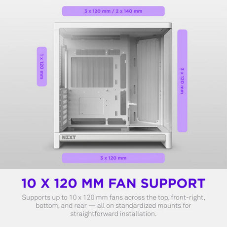 Nzxt h6 midi tower behuizing (wit | 2x usb-a | 1x usb-c | tempered glass)