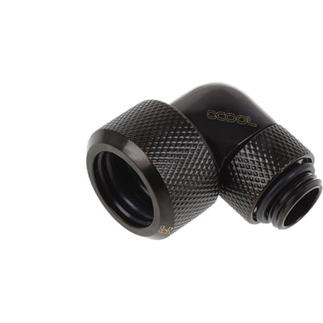 Alphacool eiszapfen 16 mm hardtube compressiefitting 90° draaibaar g1 4 verbinding (zwart, gekarteld, diep zwart)