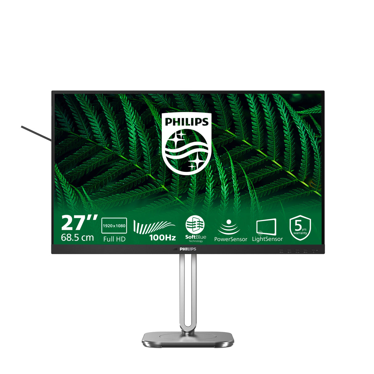 Philips 27b2g5200 27 monitor (zilver zwart, vga, hdmi, displayport, usb, audio, 100 hz)