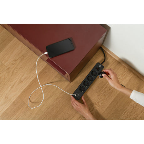 Brennenstuhl ecolor 4-voudige stekkerdoos met 2 usb-laadaansluitingen (zwart, 4x stekker, 2x usb-c, 2x usb-c)