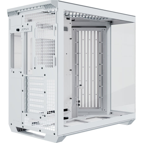 Apnx v1-w-wt-v1 midi tower behuizing (wit houtkleur | 2x usb-a | 1x usb-c | window)