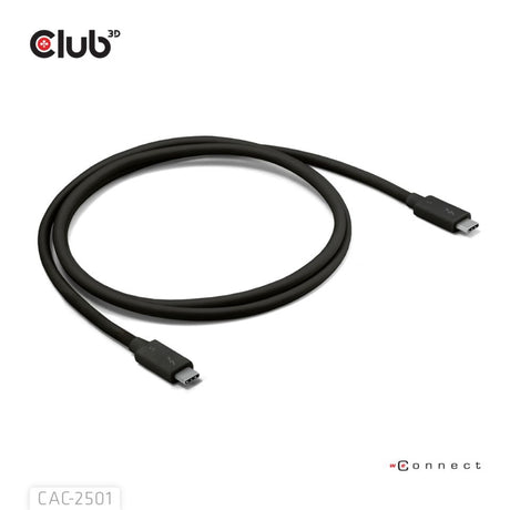 Club 3d thunderbolt 5 gecertificeerde 8k240hz kabel (zwart, data 80 120 gbps, epr 240 watt,1 meter)